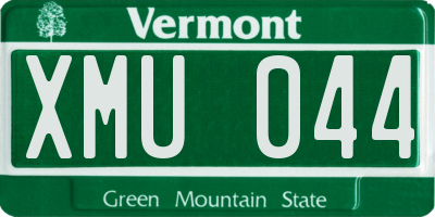 VT license plate XMU044