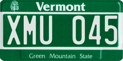 VT license plate XMU045