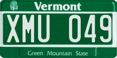 VT license plate XMU049