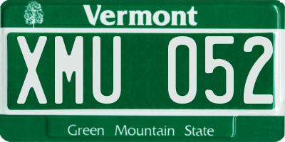 VT license plate XMU052