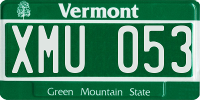 VT license plate XMU053