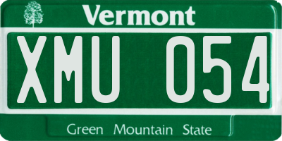 VT license plate XMU054