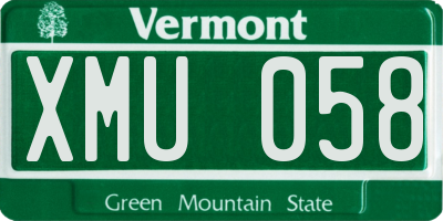 VT license plate XMU058