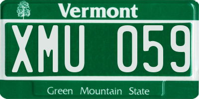 VT license plate XMU059