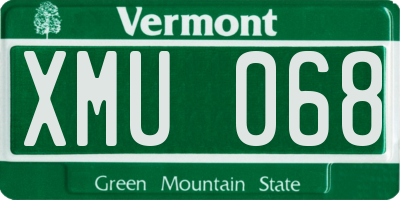 VT license plate XMU068