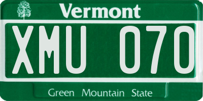 VT license plate XMU070