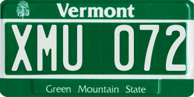 VT license plate XMU072