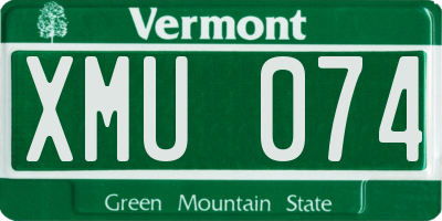 VT license plate XMU074