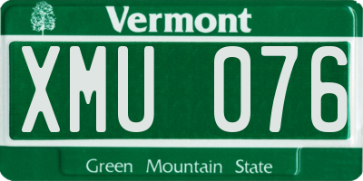 VT license plate XMU076