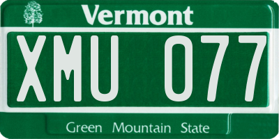 VT license plate XMU077
