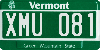 VT license plate XMU081