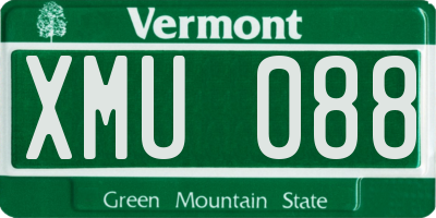 VT license plate XMU088