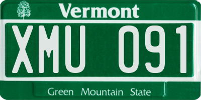 VT license plate XMU091