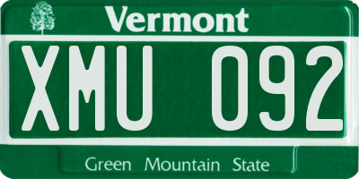 VT license plate XMU092