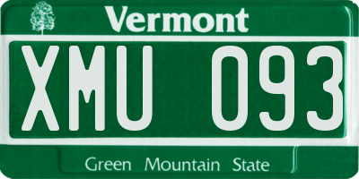 VT license plate XMU093