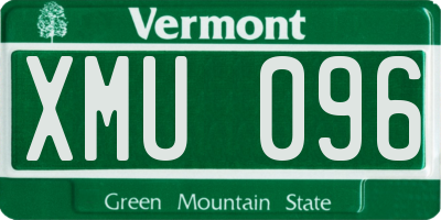 VT license plate XMU096