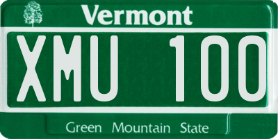 VT license plate XMU100
