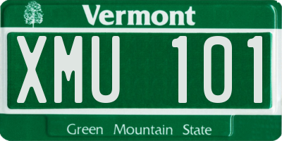 VT license plate XMU101