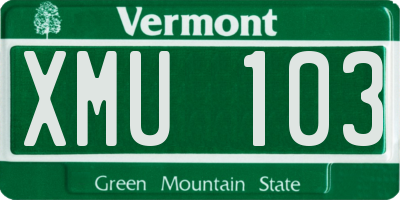 VT license plate XMU103