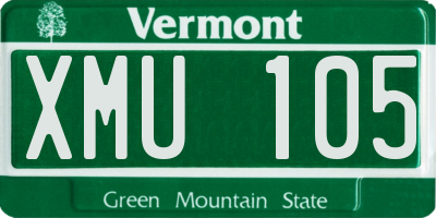 VT license plate XMU105