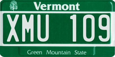 VT license plate XMU109