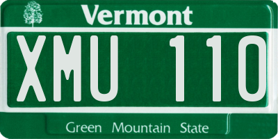 VT license plate XMU110