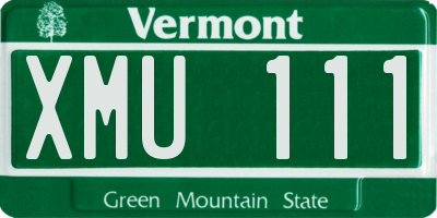 VT license plate XMU111