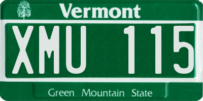 VT license plate XMU115