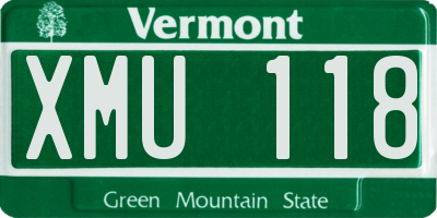 VT license plate XMU118
