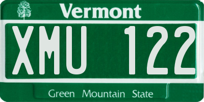 VT license plate XMU122