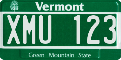 VT license plate XMU123