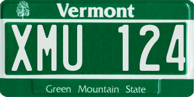 VT license plate XMU124