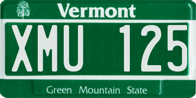 VT license plate XMU125