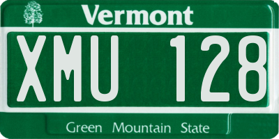 VT license plate XMU128