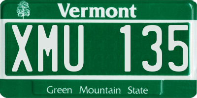 VT license plate XMU135