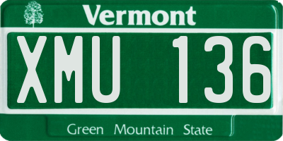 VT license plate XMU136