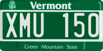 VT license plate XMU150