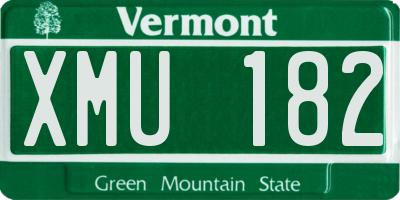 VT license plate XMU182