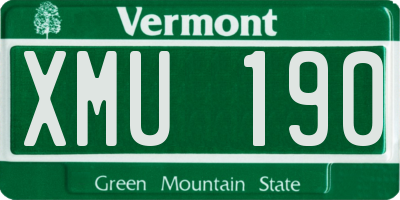 VT license plate XMU190