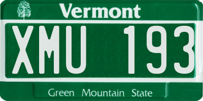 VT license plate XMU193