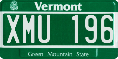 VT license plate XMU196