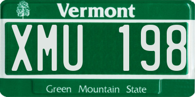 VT license plate XMU198