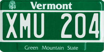 VT license plate XMU204