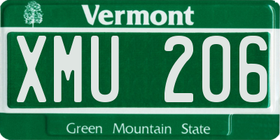 VT license plate XMU206
