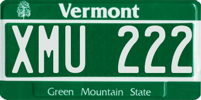 VT license plate XMU222