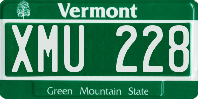 VT license plate XMU228
