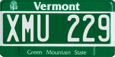 VT license plate XMU229