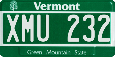 VT license plate XMU232