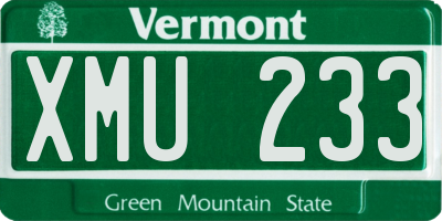 VT license plate XMU233