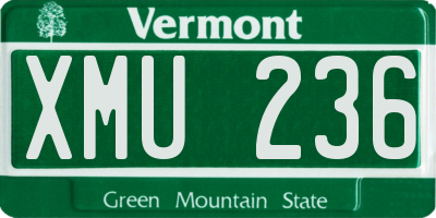 VT license plate XMU236